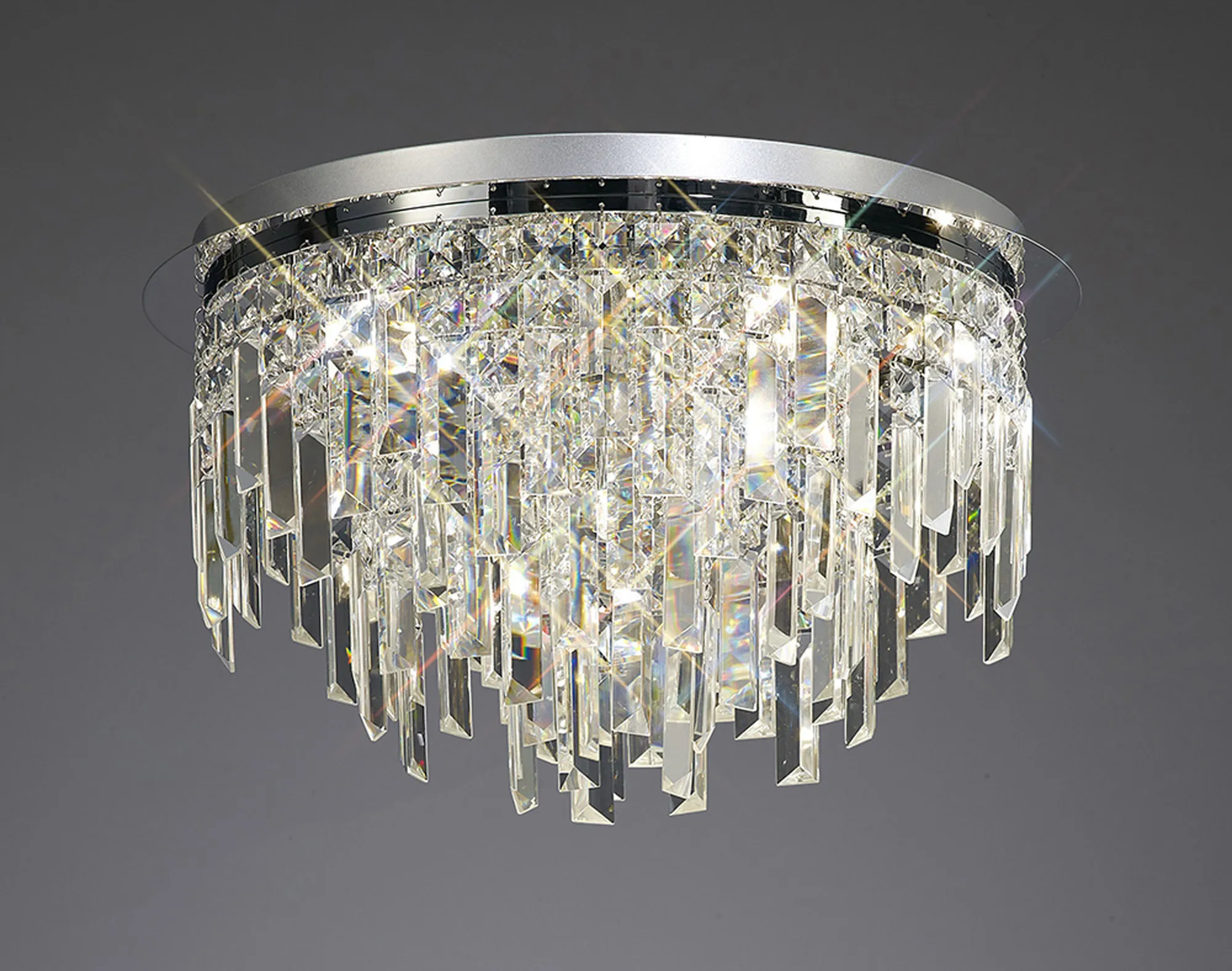 Maddison Polished Chrome Crystal Ceiling Lights Diyas Flush Crystal Fittings